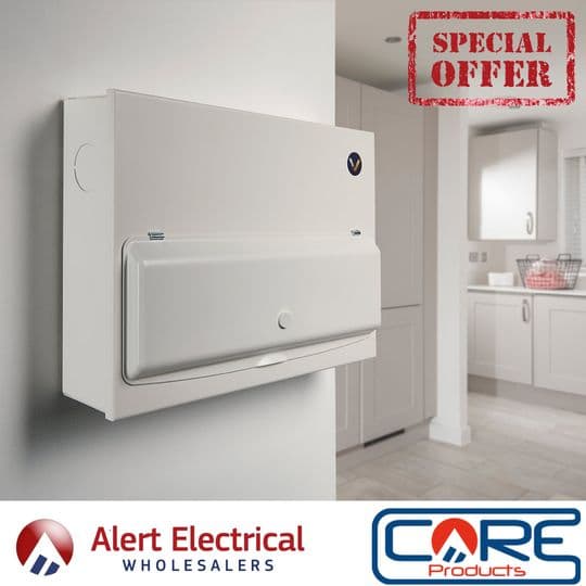 Background image for Alert Electrical June Promotion. Verso Split Load Populated SPD Consumer Units