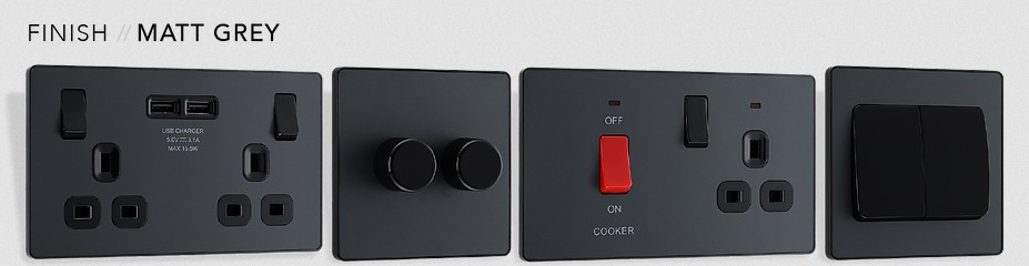 BG EVOLVE Matt Grey Sockets & Switches BG EVOLVE Matt Grey Sockets & Switches