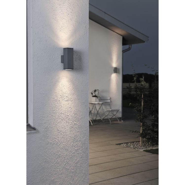 Konstsmide 7907-370 Monza 2 Light Up & Down Rectangle Wall Light Anthracite