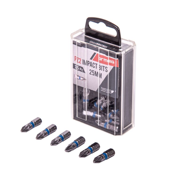 Armeg SDB25MMTTPZ2 15 piece PZ2 25mm Impact Bit Alert Electrical