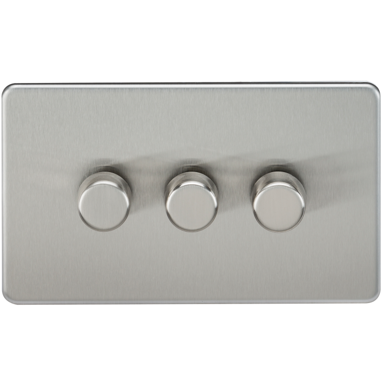 Knightsbridge Screwless 3g 2 Way 10 0w Dimmer Switch Brushed Chrome Sf21bc