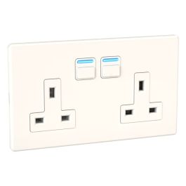 Lightwave White Metal Smart Double Socket - Alert Electrical