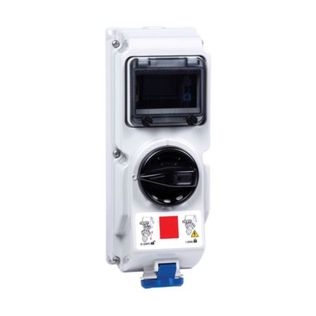 Niglon 16754 2P+E IP44 16A 240V Switched Interlock Socket Blue