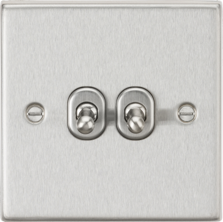 Knightsbridge 10AX 2G 2-Way Brushed Chrome Toggle Light Switch | CSTOG2BC