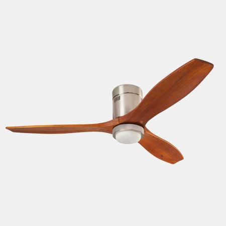 Forlight Stem Ceiling Fan With Led Light & Remote Satin Nickel + Dark Wood | 30-8644-81-92