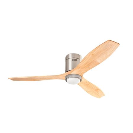 Forlight Stem Ceiling Fan With Led Light & Remote Satin Nickel + Clear Wood | 30-8644-81-93