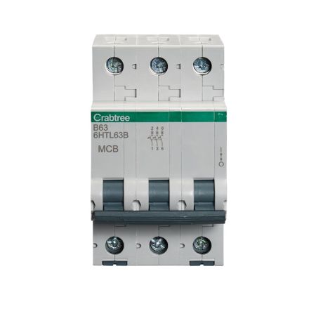 Crabtree Loadstar Type B 6A Triple Pole 10kA MCB | 6HT06B