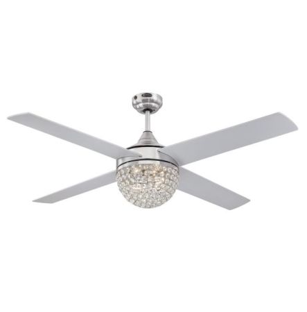 Westinghouse Kelcie 52” Brushed Nickel Crystal Jewel Shade Ceiling Fan & Light | 72206