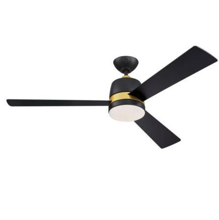 Westinghouse Tristan 52” Matte Black & Gold Indoor Ceiling Fan & Light | 73038