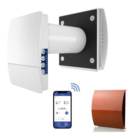 Blauberg Vento-Mini Decentralised Single Room Heat Recovery Fan Unit WiFi Terracotta Cowl