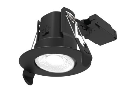 ALL LED Atom Adjustable 5W IP65 CCT Selectable Dimmable LED Fire Rated Downlight Carbon Black Finish | AFD05/A/BK/CCT