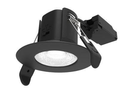 ALL LED Atom Fixed 5W IP65 CCT Selectable Dimmable LED Fire Rated Downlight Carbon Black Finish | AFD05/F/BK/CCT