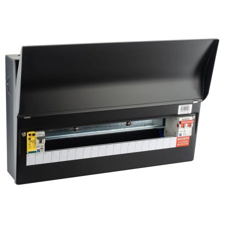 Lewden PRO-R21MSBK Black 18 Usable Ways RCBO Consumer Unit with Surge Protection | PRO-R21MSBK