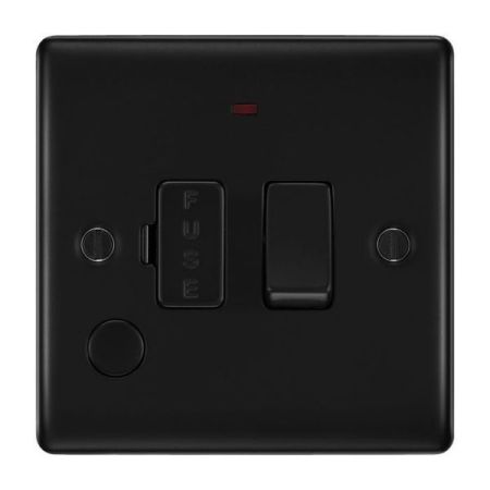 BG Nexus Metal Matt Black 13A Switched Fused Spur Flex Outlet & Neon | NFB53