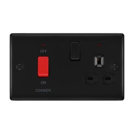 BG Nexus Metal Matt Black 45A Cooker Control Unit & 13A Socket | NFB70B