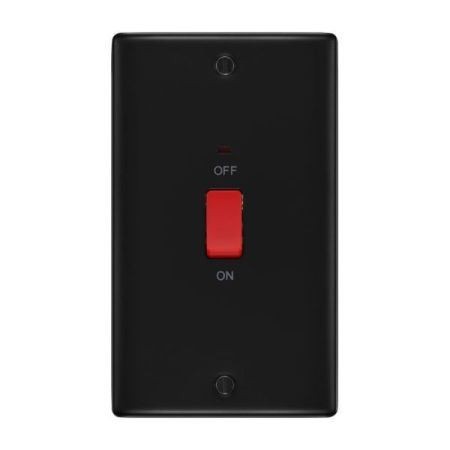 BG Nexus Metal Matt Black 2 Gang Vertical 45A Cooker Switch & Neon | NFB72