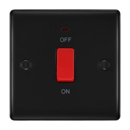 BG Nexus Metal Matt Black 1-Gang 45A Cooker Switch & Neon | NFB74