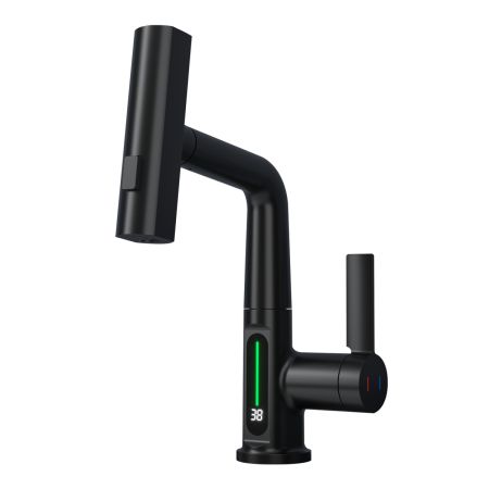 Ener-J BW2002 Basin Faucet with Waterfall Pull Out Sprayer & LED Temperature Display