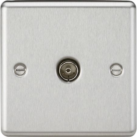 Knightsbridge TV Outlet (non-isolated) - Rounded Edge Brushed Chrome | CL010BC