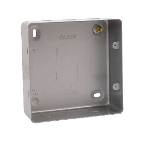 Click Metal Clad CL089B 2G 2 Row 50mm Deep Mounting Box (No Knockouts)