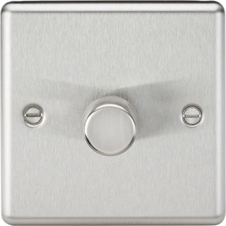 Knightsbridge 1G 2 way 5-150W LED dimmer Rounded Edge Brushed Chrome | CL2181BC