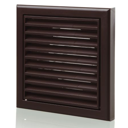 Blauberg Plastic 125mm 5” Vented Fixed Air Ventilation Louvred Grille Brown | DECOR 185X185-125S BROWN