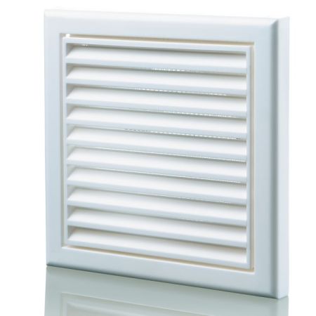 Blauberg Plastic 125mm 5” Vented Fixed Air Ventilation Louvred Grille White | DECOR 185X185-125S WHITE