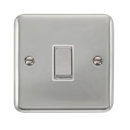 Click Deco Plus Polished Chrome 1 Gang Light Switch White Insert DPCH411WH
