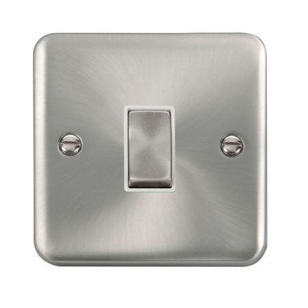 Click Deco Plus Satin Chrome 1 Gang Light Switch White Insert DPSC411WH
