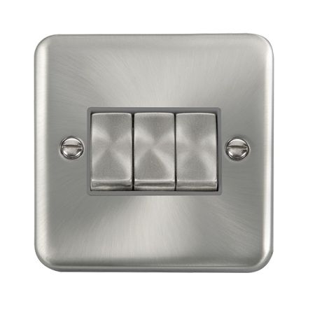 Click Deco Plus Satin Chrome 3 Gang 2 Way Ingot Switch | DPSC413GY
