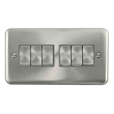 Click Deco Plus Satin Chrome 6 Gang 2 Way Ingot Switch | DPSC416GY