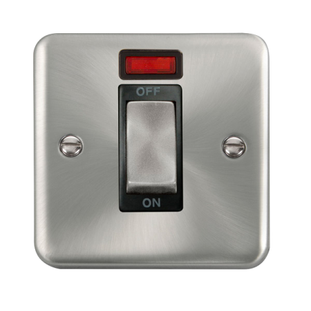 Click Deco Plus Satin Chrome 45A Ingot 1 Gang DP Switch With Neon Black Insert | DPSC501BK