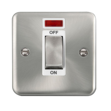 Click Deco Plus Satin Chrome 45A Ingot 1 Gang DP Switch With Neon White Insert | DPSC501WH