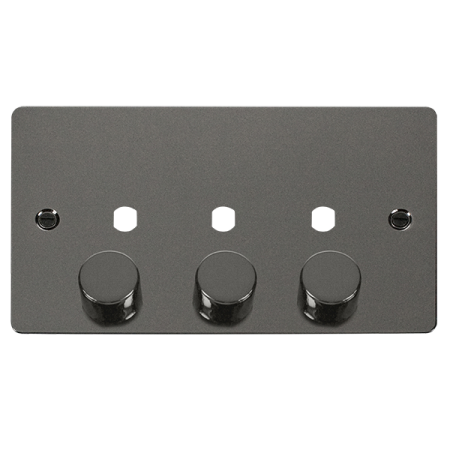Click Define Black Nickel 3 Gang Empty Dimmer Plate | FPBN153PL