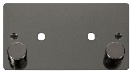 Click Define Black Nickel Twin Dimmer Plate 1630W Max | FPBN186