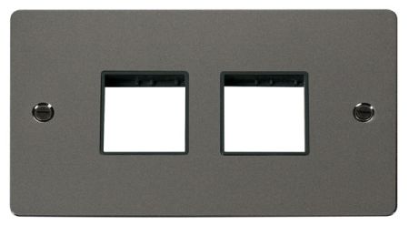 Click Define Black Nickel Double Plate 4 Gang Aperture | FPBN404BK