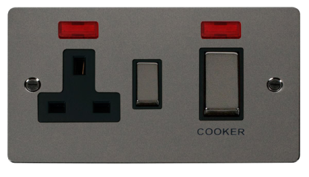Click Define Black Nickel 45A DP Switch & Socket Neon | FPBN505BK