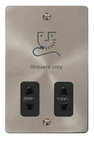 Click Define Brushed Steel Dual Voltage Shaver Socket FPBS100BK