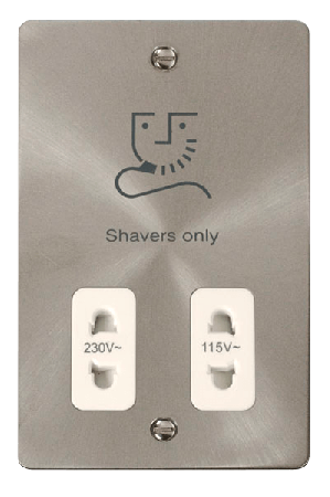 Click Define Brushed Steel Dual Voltage Shaver Socket FPBS100WH