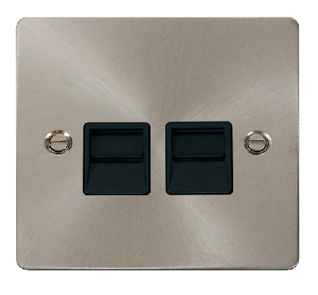 Click Define Brushed Steel Twin Master Telephone Point FPBS121BK