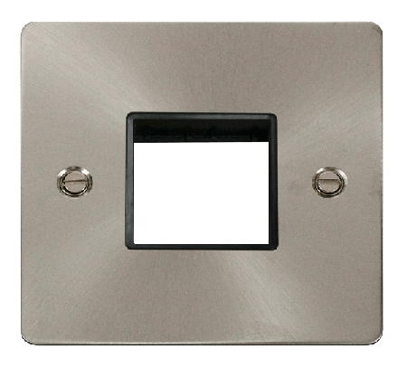 Click Define Brushed Steel Single Plate 2 Gang Aperture FPBS402BK