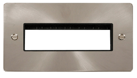 Click Define Brushed Steel Double Plate 6 Gang Aperture FPBS426BK