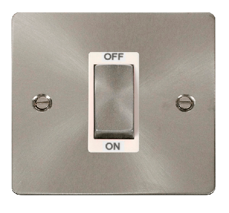 Click Define Brushed Steel 1G 45A Double Pole Switch FPBS500WH