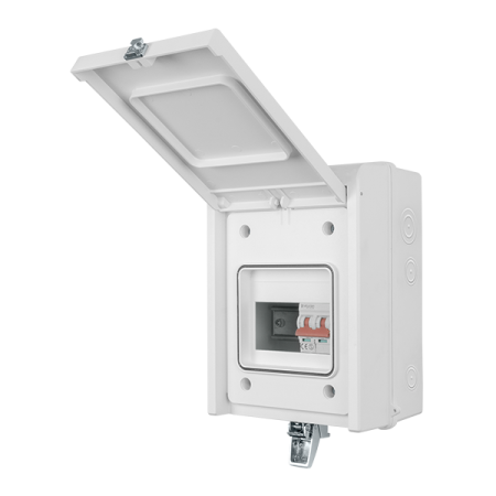 Elucian 5 Way IP65 Mini Metal Unit (Garage) with 100A Main Switch (3 Free Ways) | GUEB5MS3IP65