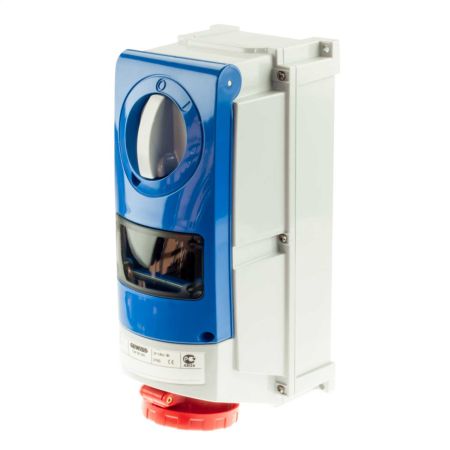Gewiss 16A 3P+N+E 400V IP66 Vertical interlocked Switch Socket C/W Din Rail | GW66982