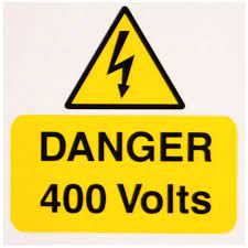 Industrial Signs Danger 400V 75 x 75mm Rigid PVC Self-Adhesive Lables | IS2505RP