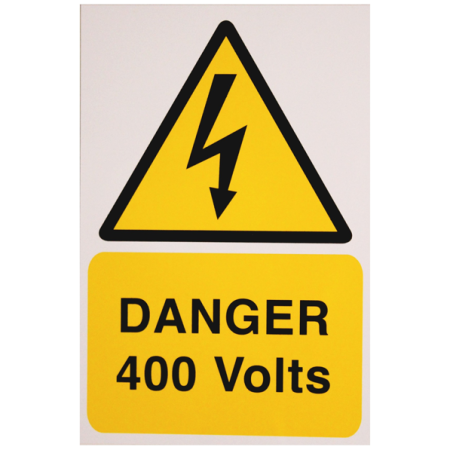 Industrial Signs Danger 400V 150 x 225mm Rigid PVC Self-Adhesive Lables | IS5101RP