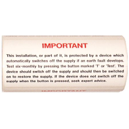 Industrial Signs RCD Test 130 x 60mm Label Roll | IS72100R