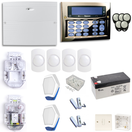 Texecom Premier Elite Burglar Alarm System With Brass Surface Mount Keypad