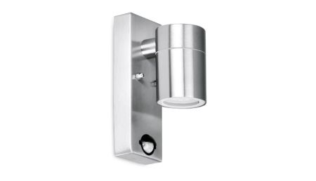 Deta Fixed Single Down PIR LED 6500K Wall Light Stainless Steel | L2855LED6